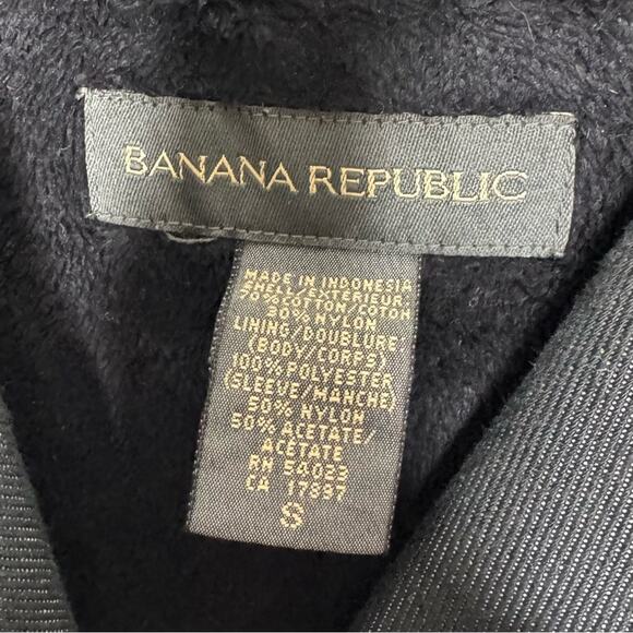 BANANA REPUBLIC / black belted fleece lined long trench coat jacket / S - Picture 7 of 9